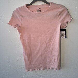 Women's pink scalloped tee